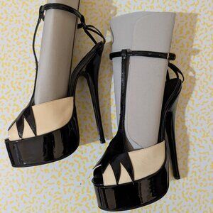 Vintage LSB Custom Black and Cream T-Strap Platforms